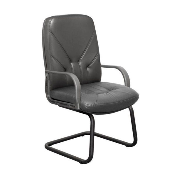 Конференц-кресло Менеджер черное (натуральная кожа, металл черный)