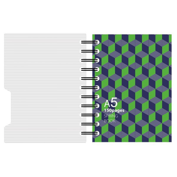 Бизнес-тетрадь Attache Selection Spring Book A5 150 листов синяя/зеленая в клетку на спирали (170х202 мм)