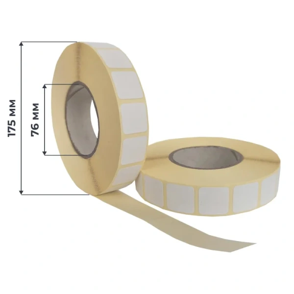 Термотрансферные этикетки 20х20 мм бумажные полуглянцевые (диаметр  втулки 76 мм, 6 рулонов по 6000 этикеток)