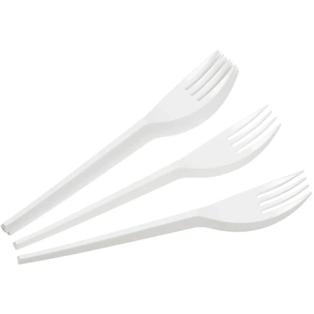 Вилка одноразовая Комус Эконом белая 165 мм 100 штук в упаковке