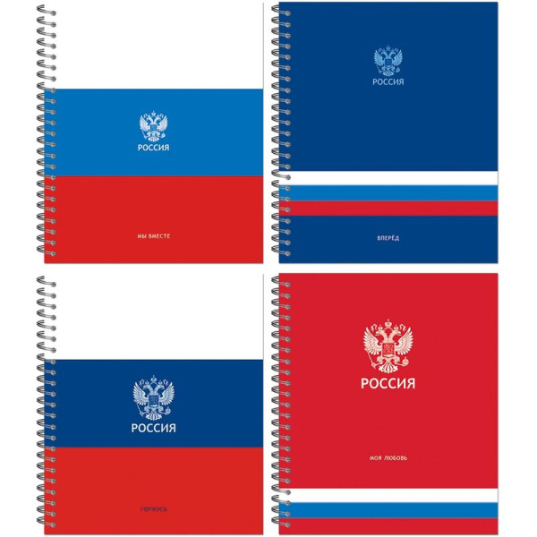 Тетрадь общая Полином Россия А5 48 листов в клетку на спирали ВД-лак