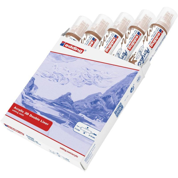 Маркер-аппликатор акриловый двусторонний 3D Edding 5400 светло-коричневый (толщина линии 2-3 и 5-10 мм)