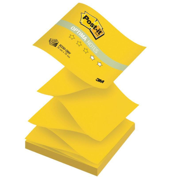 Стикеры Post-it Optima 76x76 мм Z-сложения желтые неоновые 100 листов