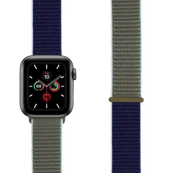 Ремешок Lyambda Vega для Apple Watch 38/40/41 мм хаки/синий нейлоновый  (DS-GN-02-40-46)