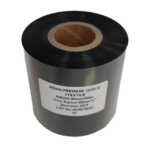 Риббон Resin Premium textile black 60 мм х 300 м OUT (диаметр втулки  25.4 мм)