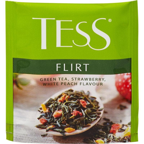 Чай Tess Flirt зеленый с клубникой 25 пакетиков