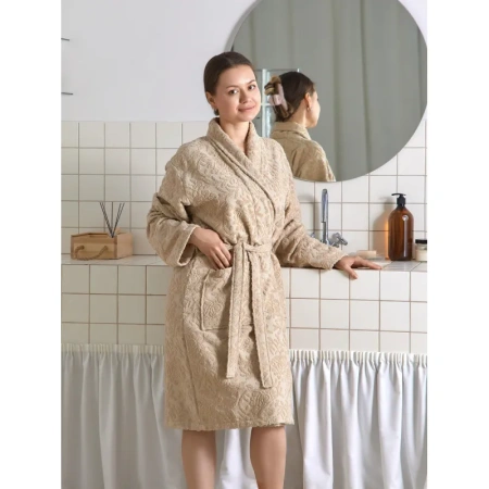 Халат махровый Комус Roesia 50-52 (L-XL) бежевый
