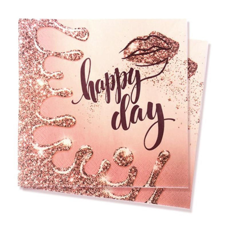 Салфетки бумажные Пати Бум Happy Day 33х33 см розовые (12 штук в упаковке)