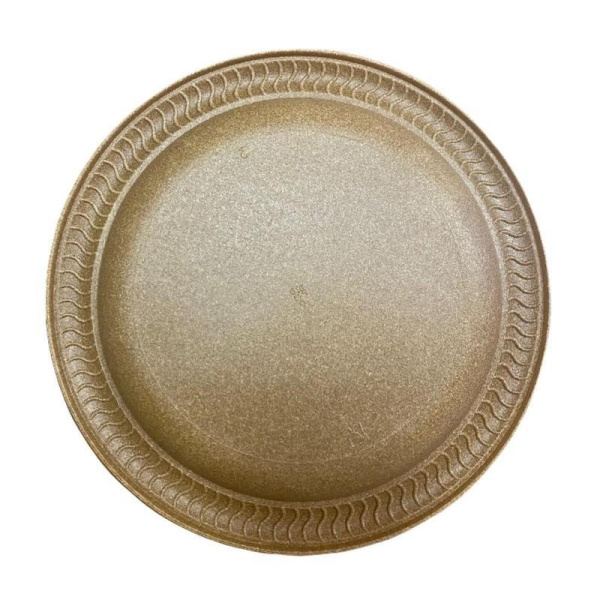 Тарелка одноразовая из рисовой шелухи Комус Стандарт 180 мм коричневая  (50 штук в упаковке)