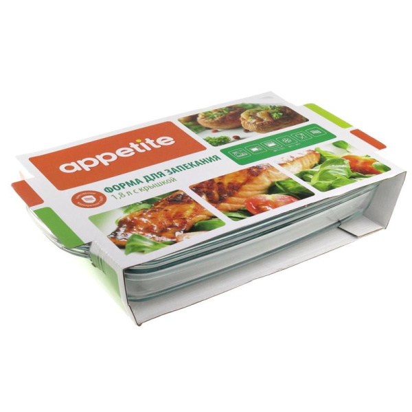 Форма для запекания Appetite стеклянная 34х20 см с крышкой