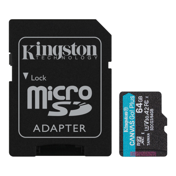 Карта памяти 64 Гб microSDXC Kingston Canvas Go! Plus UHS-I Cl10  (SDCG3/64Gb)