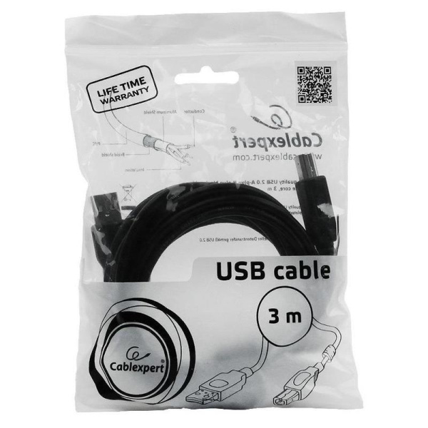 Кабель Cablexpert USB A - USB B 3 метра (CCF-USB2-AMBM-10)