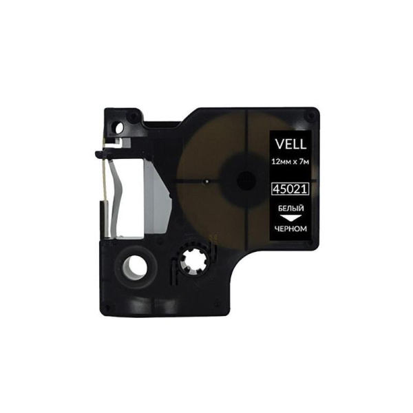 Картридж Vell VL-D-S0720610/45021 для принтера этикеток (12 мм x 7 м,  цвет ленты черный, шрифт белый)