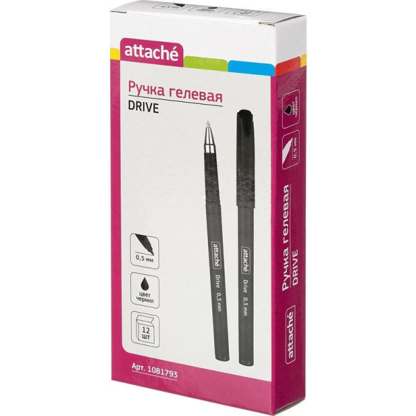 Ручка гелевая Attache Drive черная (толщина линии 0.5 мм)