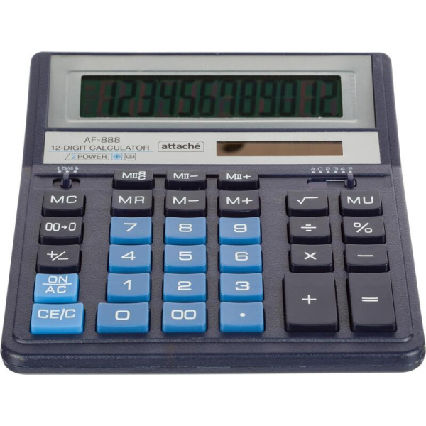 Калькулятор настольный Attache AF-888 12-разрядный синий 204х158х32 мм