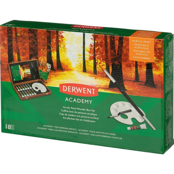 Набор с акриловыми красками Derwent Academy 12 цветов  (18 предметов)