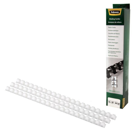 Пружины для переплета пластиковые Fellowes 12 мм белые (25 штук в упаковке)