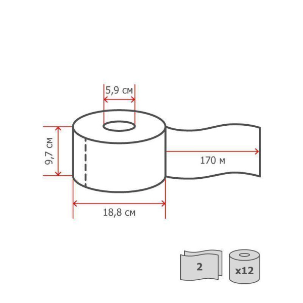 Туалетная бумага в рулонах Tork Advanced T2 120231 2-слойная 12 рулонов по 170 метров