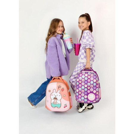 Ранец №1 School Easy Лапки анатомический фиолетовый с двумя отделениями