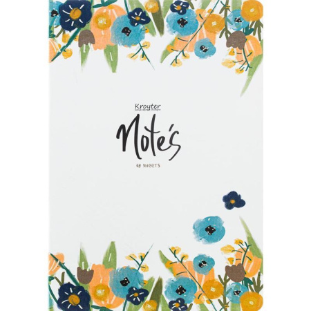Бизнес-тетрадь Kroyter Flowers А4 48 листов разноцветная в клетку на скрепке (207х295 мм)