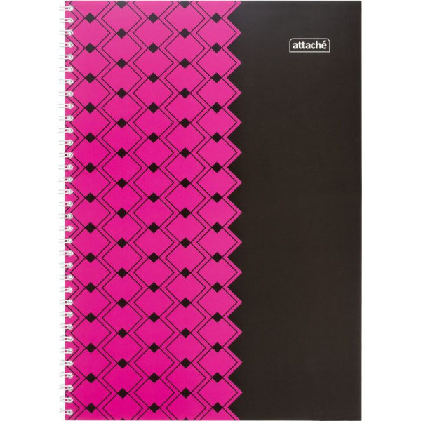 Тетрадь общая Attache А4 60 листов в клетку на гребене (обложка  комбинированная, ВД-лак, 40 штук в упаковке)