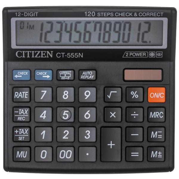 Калькулятор настольный компактный  Citizen CT555N 12-разрядный черный