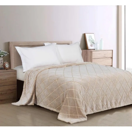 Плед велсофт 200x220 бежевый