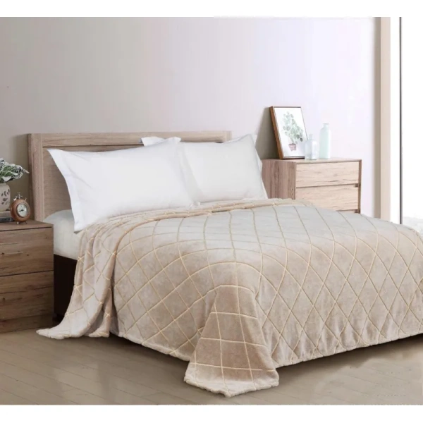 Плед велсофт 200x220 бежевый