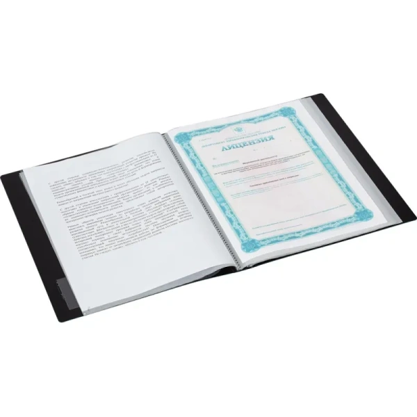 Папка файловая на 40 файлов Комус A4 20 мм голубая с внутренним карманом (толщина обложки 0.8 мм)