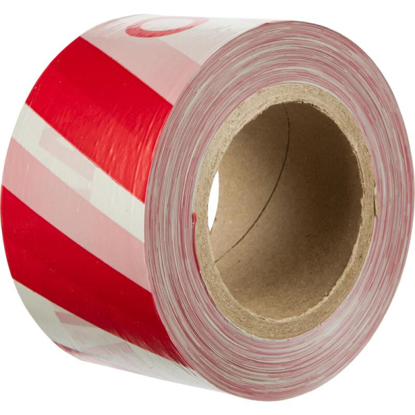 Лента оградительная Опасная зона красно-белая 75 мм х 250 м (6 штук в  упаковке)