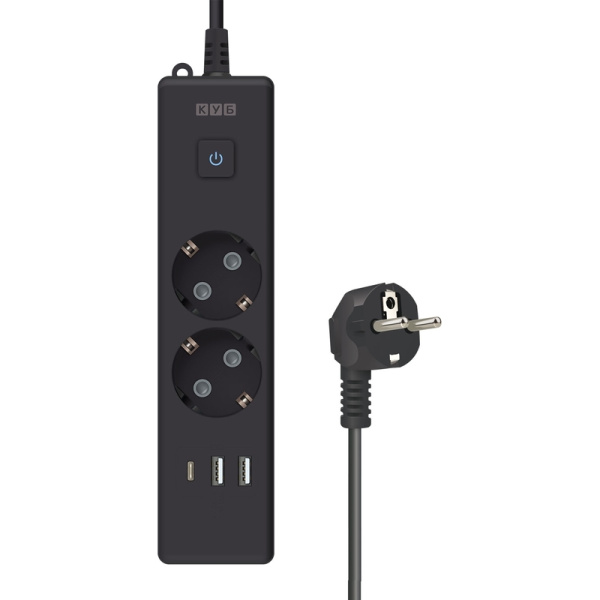 Удлинитель Power Cube 2 розетки + USB 1.9 м с заземлением и выключателем  (PC-5B-2M)