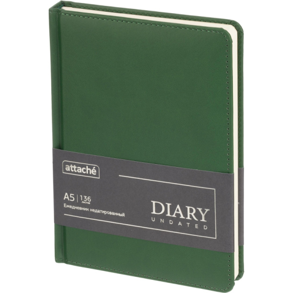 Ежедневник недатированный Attache Classic искусственная кожа тиснение А5  136 листов тёмно-зелёный