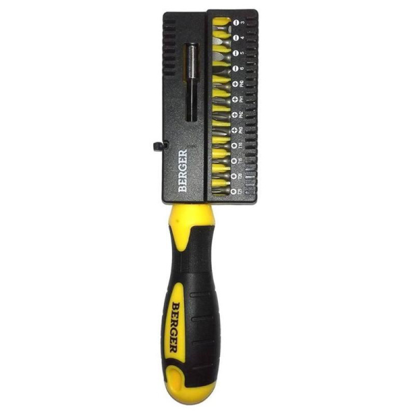 Отвертка Berger с битами на пластиковом держателе (BG1072)