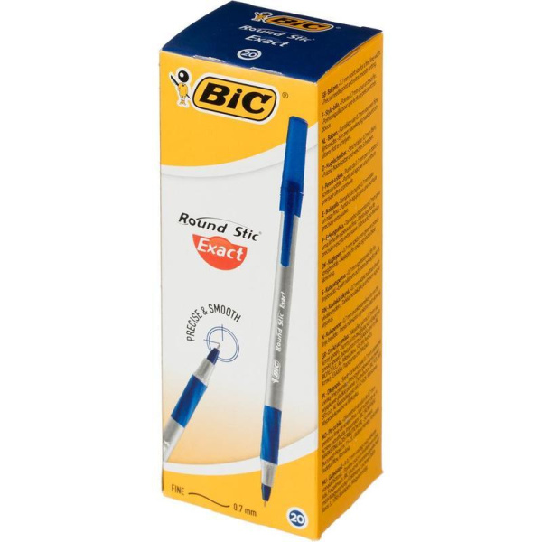 Ручка шариковая BIC Round Stic Exact синяя (толщина линии 0.35 мм)