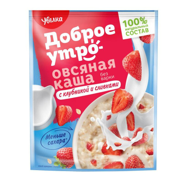 Каша Увелка овсяная с клубникой и сливками 20 штук по 40 г