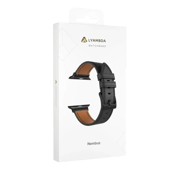 Ремешок Lyambda Nembus для Apple Watch 38/40/41 мм черный кожаный  (LWA-41-40-BK)