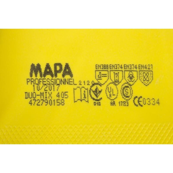 Перчатки Mapa Alto/Duo-Mix 405 из неопрена и латекса синие/желтые (размер 8, M, пер493008)
