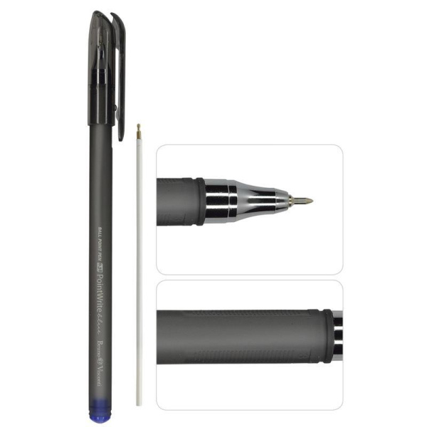 Ручка шариковая неавтоматическая Bruno Visconti Pointwrite Ice синяя (серый корпус, толщина линии 0,38 мм)
