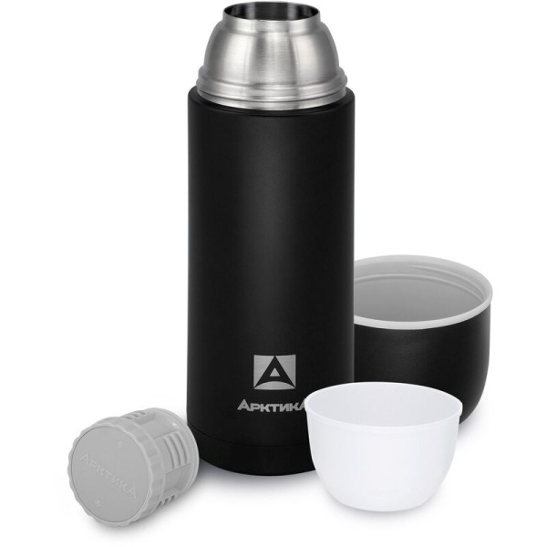 Термос Арктика 1 л черный (+2 кружки по 180 мл и 300 мл)