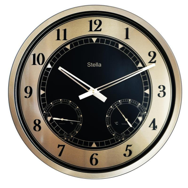Часы настенные Stella ST3538BS с термометром и гигрометром (42.5х42.5х4.3 см)
