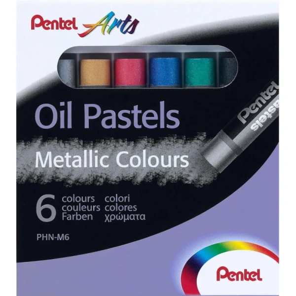 Пастель масляная Pentel художественная металлик 6 цветов в наборе