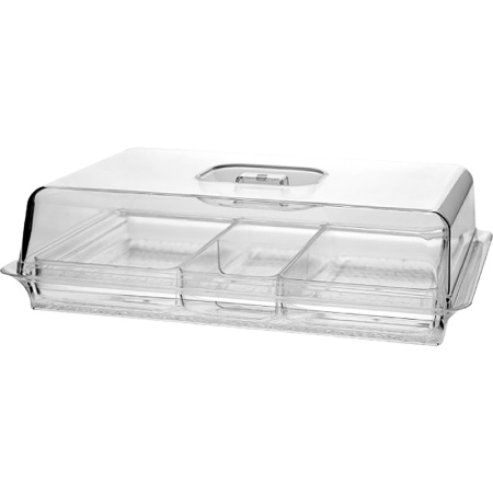 Поднос пластиковый MGprof 32х22х9 см с крышкой прозрачный