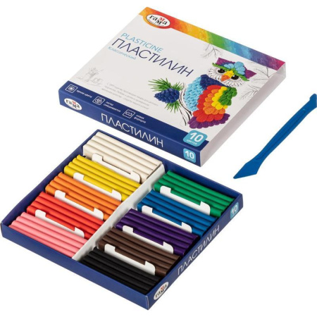 Пластилин Гамма Классический 10 цветов 200 г со стеком Пластилин Гамма Классический 10 цветов 200 г со стеком