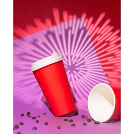 Стакан одноразовый бумажный 300 мл красный 50 штук в упаковке Комус Эконом