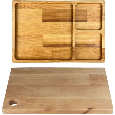 Менажница деревянная Panairo Lavarna 3 секции (LAV-MEN-6) + доска  разделочная 30х20х1.8 см в подарок (промоупаковка)