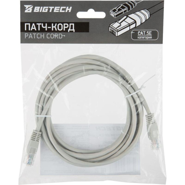 Патч-корд витая пара BigTech OPCC004 UTP CCA cat 5e 3 м