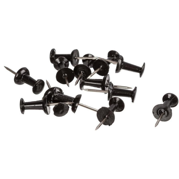 Кнопки для пробковых досок силовые Attache черные (11 мм, 50 штук в упаковке)