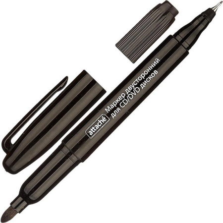Маркер для CD Attache черный двусторонний (толщина линии 0.7 и 1 мм) Маркер для CD Attache черный двусторонний (толщина линии 0.7 и 1 мм)