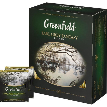 Чай Greenfield Earl Grey Fantasy черный с бергамотом 100 пакетиков