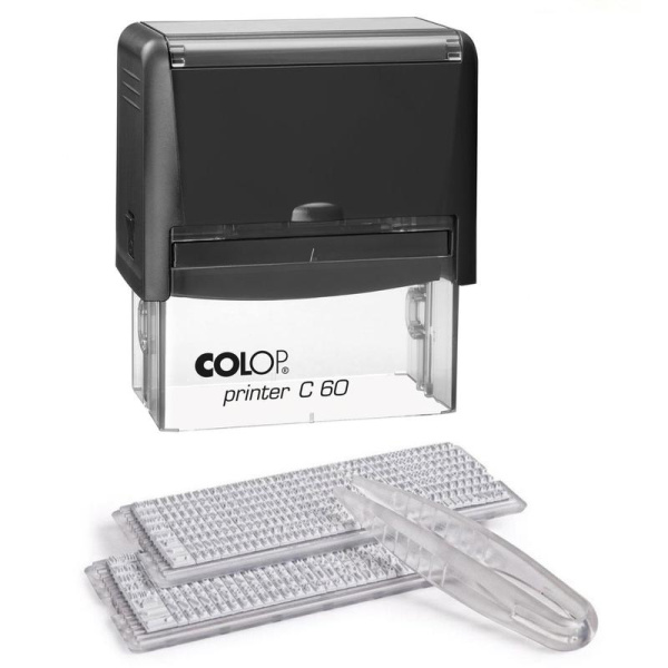 Штамп самонаборный Colop Printer C60-Set-F пластиковый 9/7 строк 37х76  мм